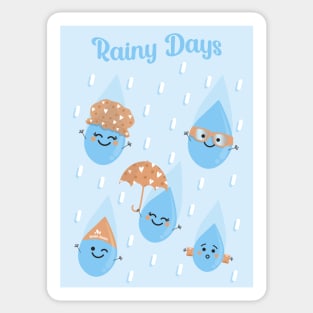 Rainy Days - Cute Rain Droplets Sticker